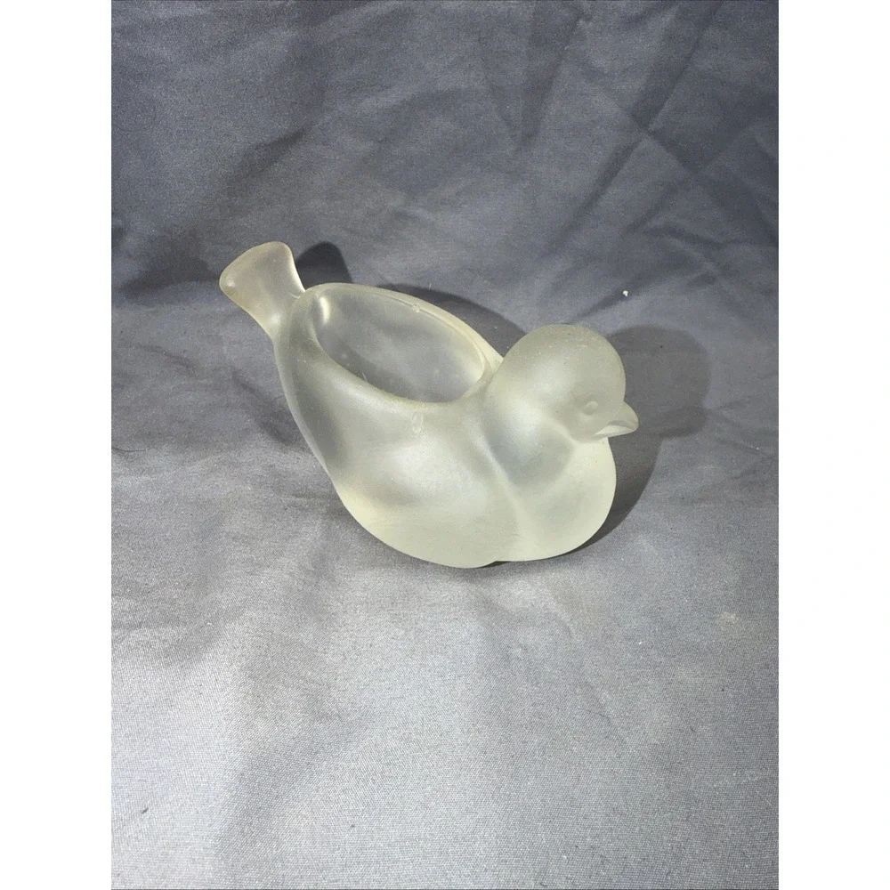 ITALY~VETRERIA ETRUCKA~ FROSTED GLASS‎ BIRD~CANDLE HOLDER`STICKER~4.5